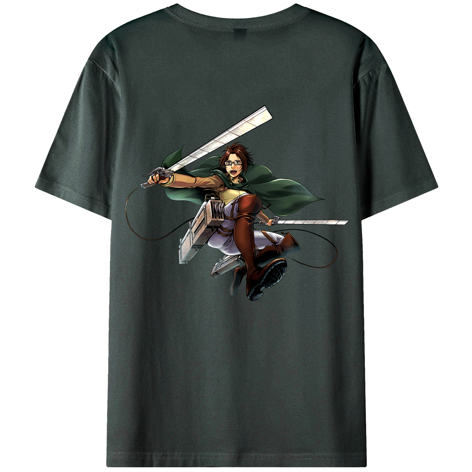 （画像用） 進撃の巨人 ハンジ·ゾエ Attack on Titan Hanji Zoe 綿100％ メンズ半袖Tシャツ（バックプリント） 通気性